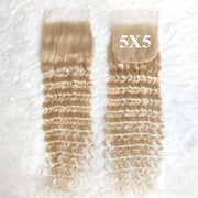 5X5  HD Lace Closure 613 Blonde Human Hair Deep Wave