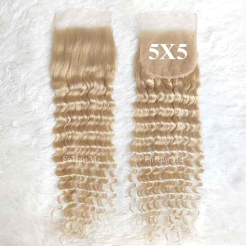 5X5  HD Lace Closure 613 Blonde Human Hair Deep Wave