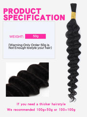 Natural color Human BOHO Braiding Hair Bulk hair Deep Wave Best Quality Mink hair extensions 100g/bundle