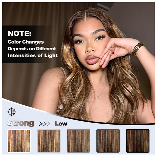 Highlight Body Wave color Brown and honey blonde High Qulity Human hair weft Highlighted 4P27 bundle 100 human virgin remy hair