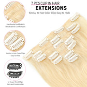 High Quality Clip In Blonde (613#) Straight Hair Extensions 100% Human Hair
