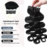 Tape-in Premium Human Hair Natural Color Body Wave - 20Pcs/Pack