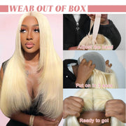 Glueless Pre-Cut Lace 5x5 Closure Wig Color Blonde(613) Straigth 180 Density Wear and Go Human Hair Wig