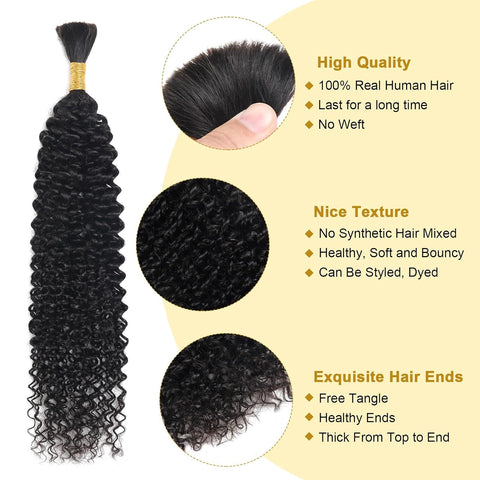 Natural color Human BOHO Braiding Hair Jerry Curl Bulk hair Best Quality Mink hair extensions 100g/bundle
