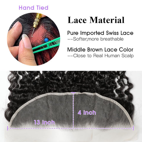13x4HD Lace Frontal Burmese Curl High Quality Brazilian Virgin Hair Swiss Lace, Skin-melt Lace, Invisible Lace