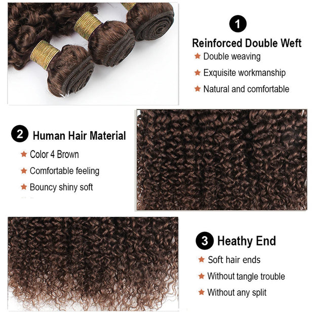 Medium Brown (#4)Jerry Curly 100% Human Hair
