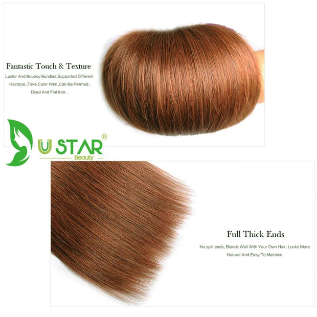 100% Auburn Straight Human Hair