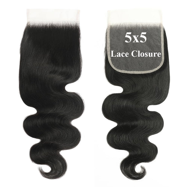 3 Bundles 5x5 HD Lace Closure Virgin Human Hair Body Wave