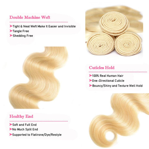 Premiere 613 Blonde  Hair Body Wave Unprocessed 100 Human Hair Ash Blonde Color