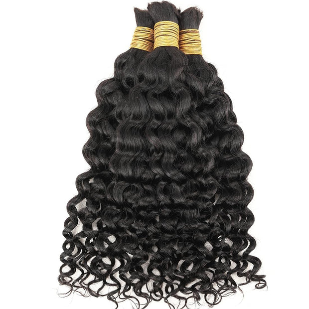 Natural color Human BOHO Braiding Hair Water Wave Bulk hair Best Quality Mink hair extensions 100g/bundle (Copy) (Copy) (Copy) (Copy)