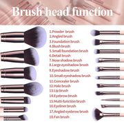 Makeup Brushes Premium Synthetic Foundation Powder Concealers Eye Shadows 18 Pcs Brush Set with 5 sponge & Holder Sponge Case (A-Pink)