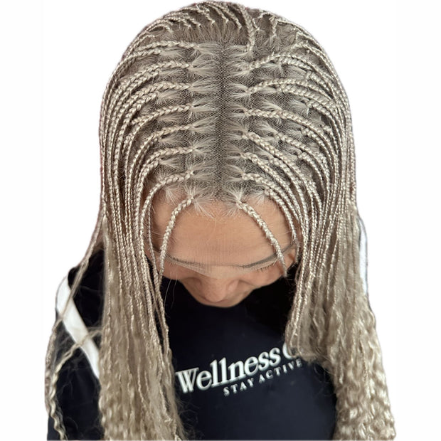 Braids Wig Full Lace High Quality 100 Human Hair Braided Light Weighted BOHO Wig Square Parted Knotless Pre Plucked With Baby Hair