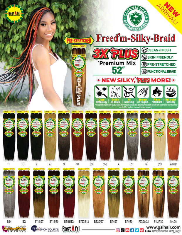 Freed'm Silky Braid RastAfri 3x Pre-Stretched RastAfri Braiding hair and plus line 52"