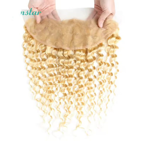 13x6 HD Lace Frontal 613 Blonde Deep Wave 100% Human Hair Swiss Lace, Skin-melt Lace, Invisible Lace
