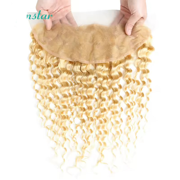 13x6 HD Lace Frontal 613 Blonde Deep Wave 100% Human Hair Swiss Lace, Skin-melt Lace, Invisible Lace
