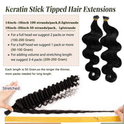 I-tip Premium Hair extensions Natural Black Body Wave