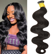 I-tip Premium Hair extensions Natural Black Body Wave