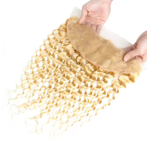 13x6 HD Lace Frontal 613 Blonde Deep Wave 100% Human Hair Swiss Lace, Skin-melt Lace, Invisible Lace