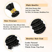 Natural color Human BOHO Braiding Hair Bulk hair Deep Wave Best Quality Mink hair extensions 100g/bundle