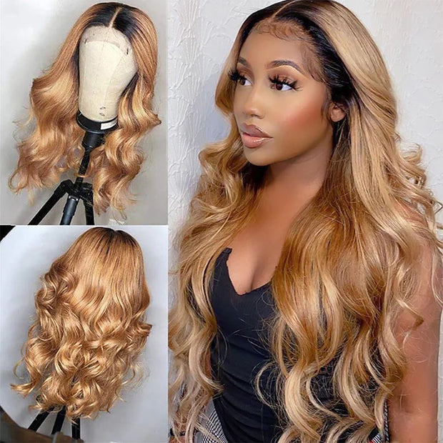 1B/27 Ombre Body Wave 4x4 Lace Closure Wigs