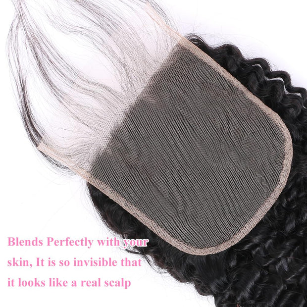 5x5HD Lace Closure Jerry Curl Brazilian Natural Virgin Remy Human Hair