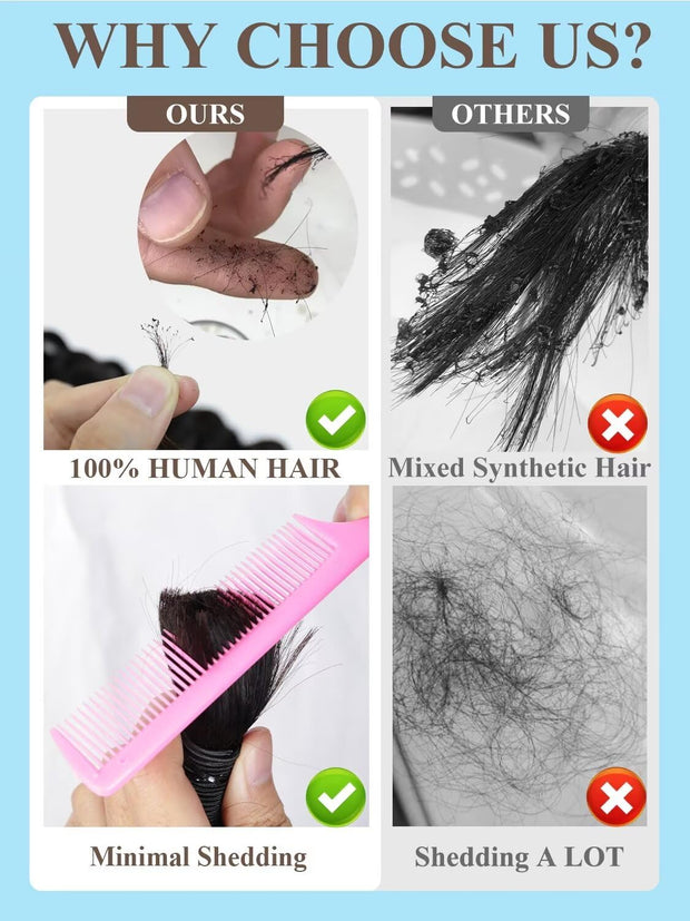 Natural color Human BOHO Braiding Hair Natural Wave Bulk hair Best Quality Mink hair extensions 100g/bundle