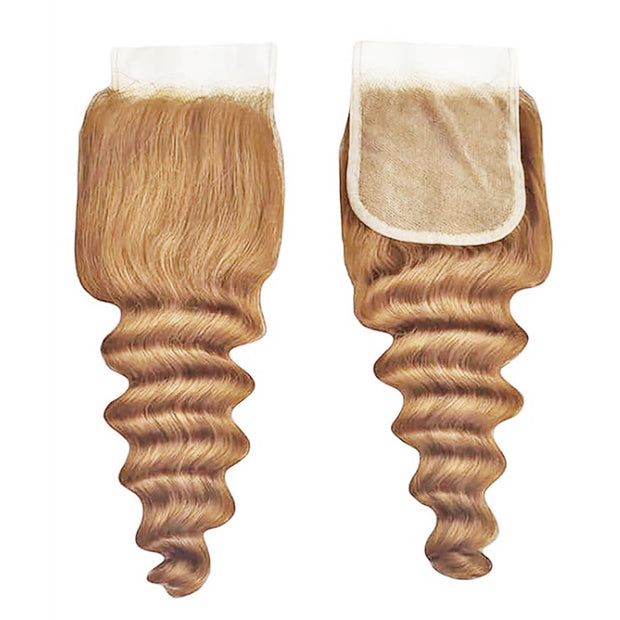 4X4 Lace Closure Loose Deep Honey Blonde (#27) Color 100% Human Hair Closure