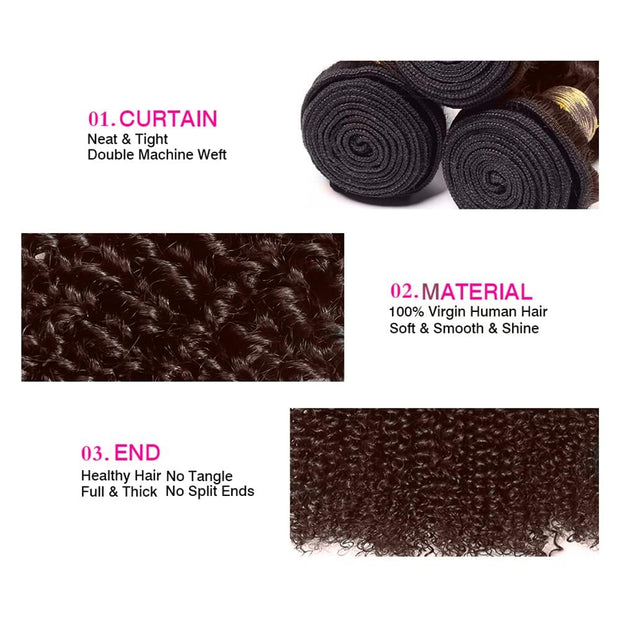 Medium Brown (#4)Jerry Curly 100% Human Hair