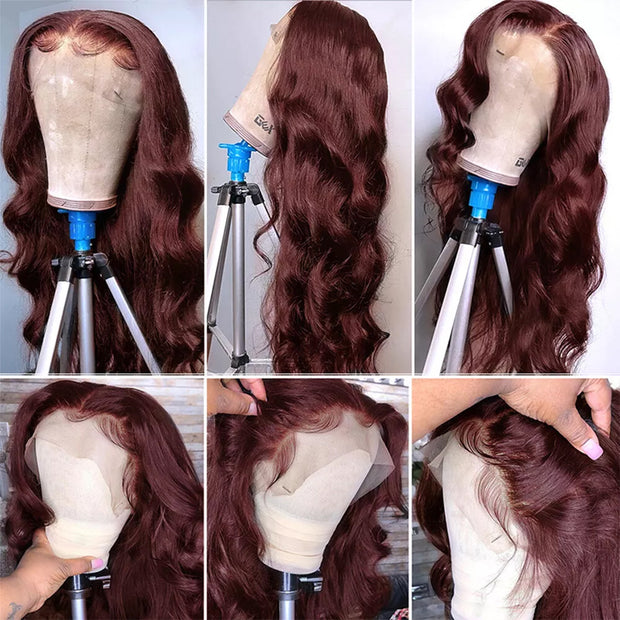 13x4 Lace Reddish Brown Body Wave Wigs #33 Color 200 Density 100 Human Hair Wig