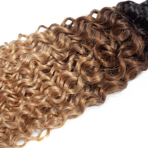 Ombre Black & Brown & Blonde (1B/4/27) Jerry Curl 100% Virgin Hair