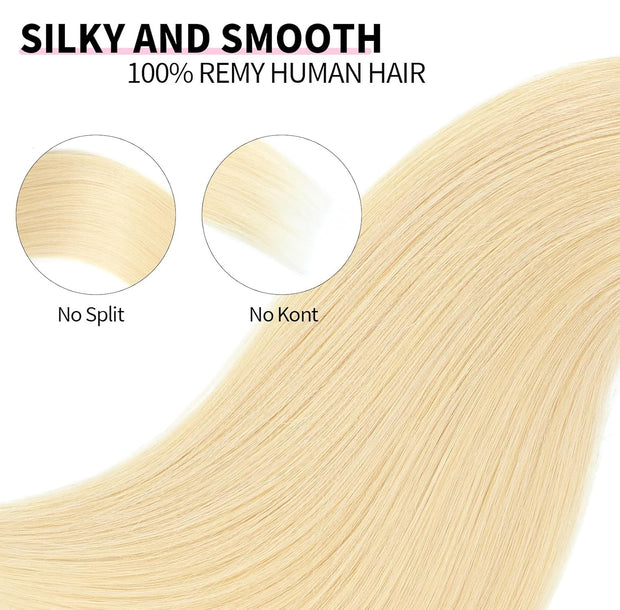 High Quality Clip In Blonde (613#) Straight Hair Extensions 100% Human Hair