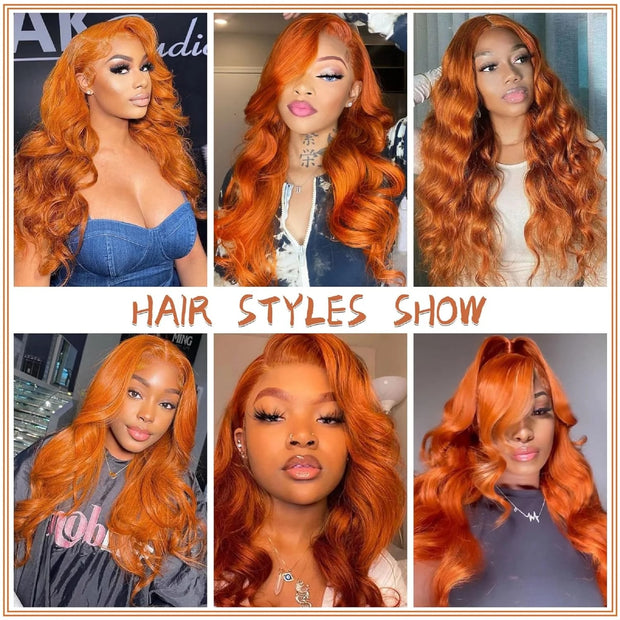 13x4 Lace Wig Color #350 Reddish Brown Body Wave 180 Density 100 Human Hair full frontal transparent lace Wig