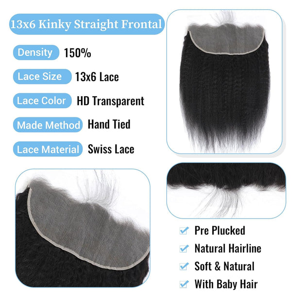 13x6HD Kinky Straight Swiss Lace Frontal Unprocessed Mink Virgin Human Hair Swiss Lace, Skin-melt Lace, Invisible Lace
