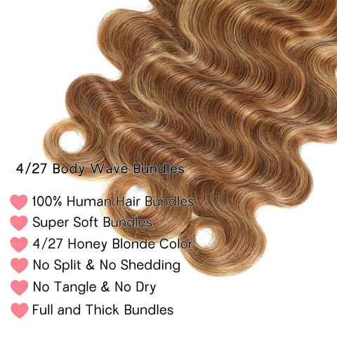 Ustar Basics Color 4P27 Human Hair Body Wave 1 3 4 Bundles
