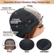 5x5 Lace Closure Glueless Wig  Body Wave Color #4 Human Hair Wear Go Chocolate Brown