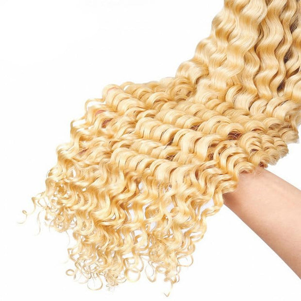 Human Braiding Hair Deep Wave 2 bundle 100g Color Blonde (613#)
