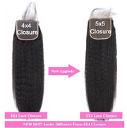 5X5HD Lace Kinky Straight Closure Natural Black 100 Human Mink Hair Swiss Lace / Skin-melt Lace / Invisible Lace