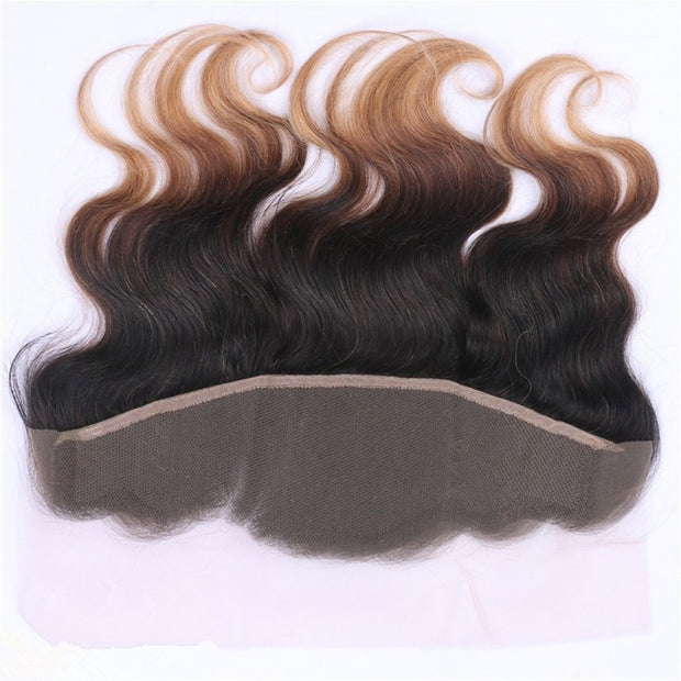 13x4 Lace Frontal 1B/4/27 Body Wave Unprocessed 100% Human Hair Lace Frontal