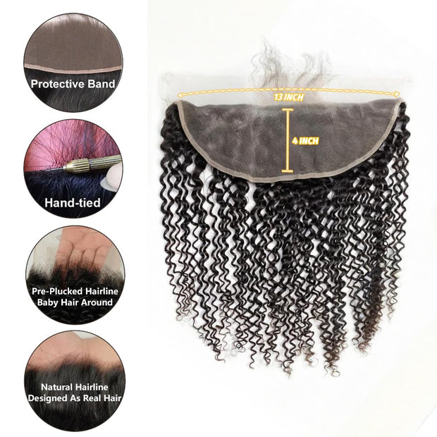 13x4 Transparent Lace Frontal Jerry Curl Bleached Knots Brazilian Hair
