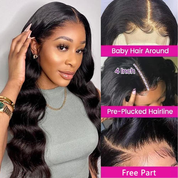4x4HD Lace Closure Body Wave Human Hair 100% Unprocessed Brazilian Virgin Hair Free Part