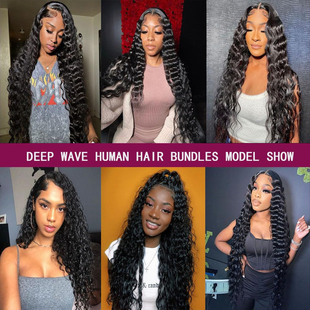 Affordable hair Deep Wave Natural Black Color 100% Human Hair Bundle