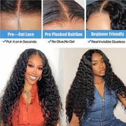 5x5HD Lace Wear To Go Glueless Jerry Curl Pre-Cut Lace Closure Wig 100 Virgin Human Hair Natural Color Wig