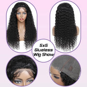 Wear Go Glueless Wig Deep Wave 5*5 HD Lace wig Pre-Cut lace closure 100 virgin Human Hair natural color