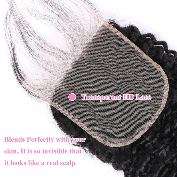 5x5 Transparent Lace Jerry Curl Lace Closure Brazilian Virgin Human Hair