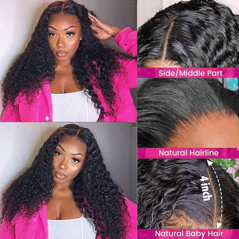 4x4 Lace Transparent Lace Closure Deep Wave Virgin Natural Human Hair