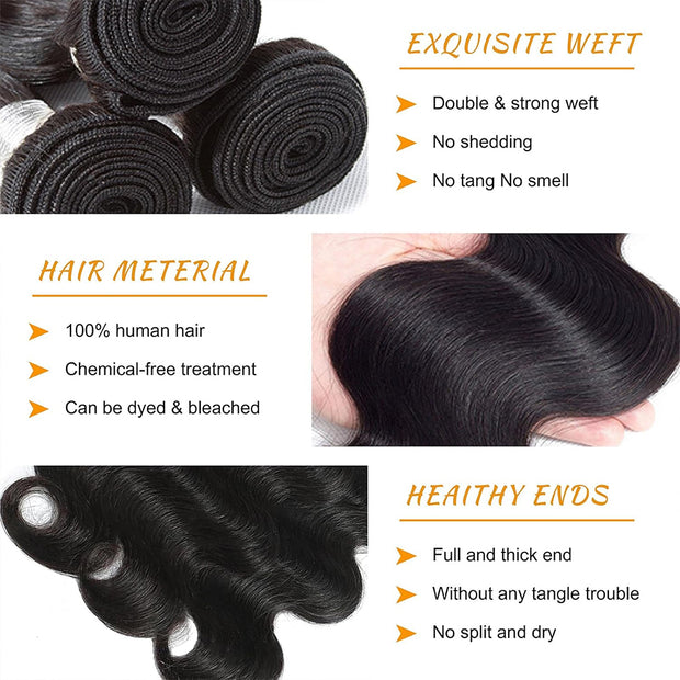Affordable Hair Body Wave 100% Human Hair 10 to 28 Inch Natural Black Bundle