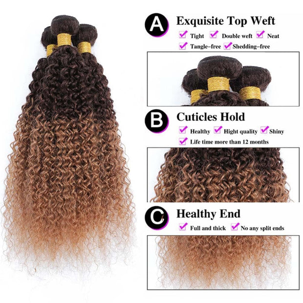 Ombre Dark to Light Brown (4/30) Jerry Curl 100% Virgin Hair