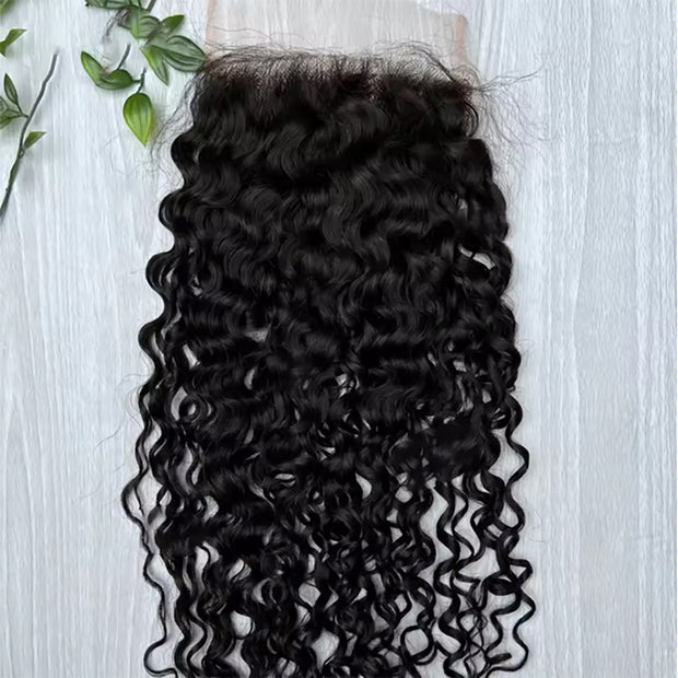 5x5 Transparent Lace Burmese Curl Lace Closure Brazilian Virgin Human Hair