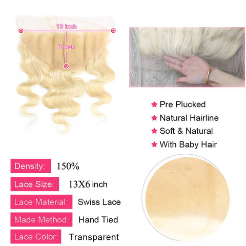 13x6 HD Lace Frontal 613 Blonde Body Wave 100% Human Hair