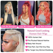 Transparent Lace 13x4 Frontal Wig Color Blonde(613) Straight 100 Human Hair